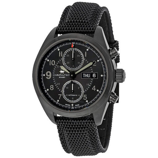 This watch is the epitome of rugged and stealthy while offering a myriad of utilities for anyone looking for a versatile companion to help prepare and monitor their surroundings. The round black dial is framed by a sturdy black stainless steel case that continues into a black synthetic band. The dial incorporates two Small dials and the day date so that you don't miss anything.