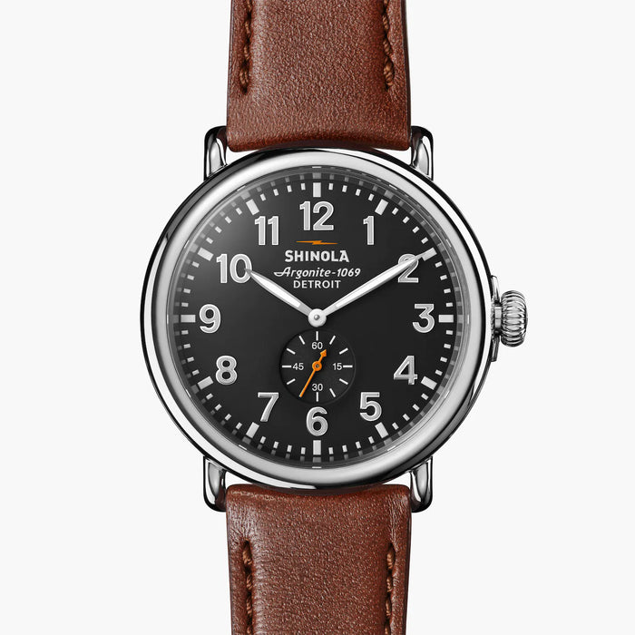 Shinola, The Runwell 47mm Grey Dial Cognac Leather