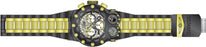 Invicta Men's Reserve Magnum Tria Automatic Black and Gold toned model. Date wheel is placed between the 4 and 5 oclock marker, 2 sub dialed clocks placed at the base of the dial, with stems on each side to controls the dials that can be used for alternate timezones. Automatic piece that runs off the movement of the wrist.