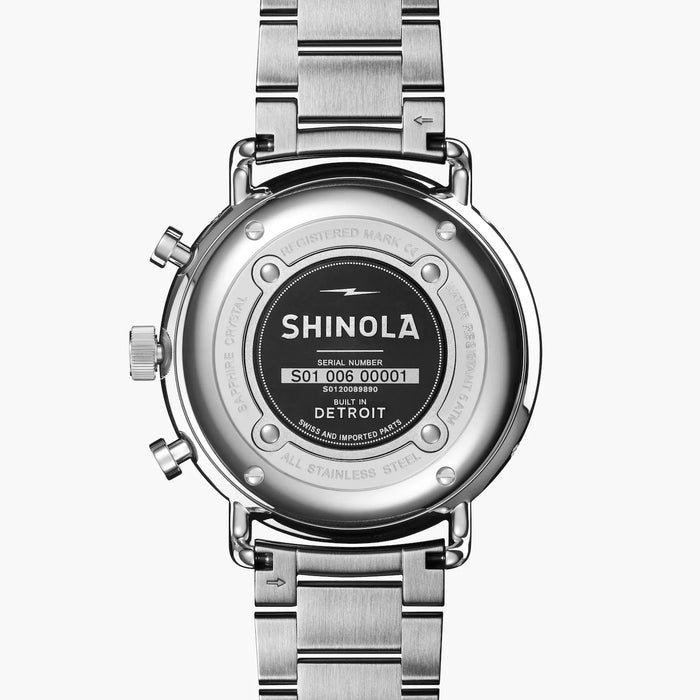 Shinola, The Canfield Chrono 45mm Midnight Blue Dial SS Bracelet