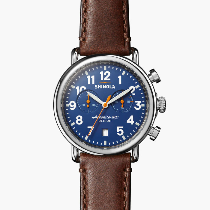 Shinola, The Runwell 41mm Blue Dial Brown Leather