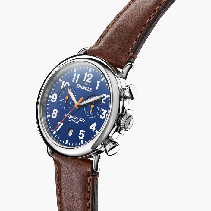 Shinola, The Runwell 41mm Blue Dial Brown Leather