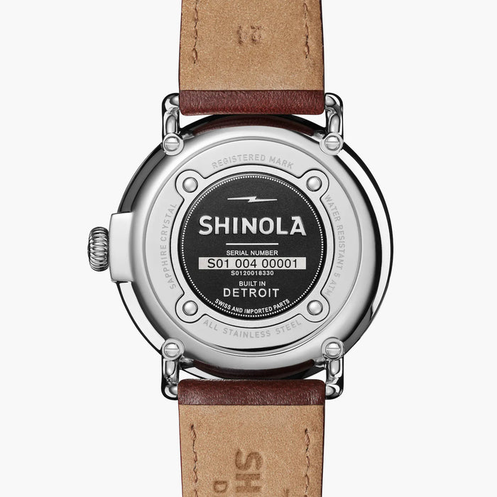 Shinola, The Runwell 47mm Grey Dial Cognac Leather