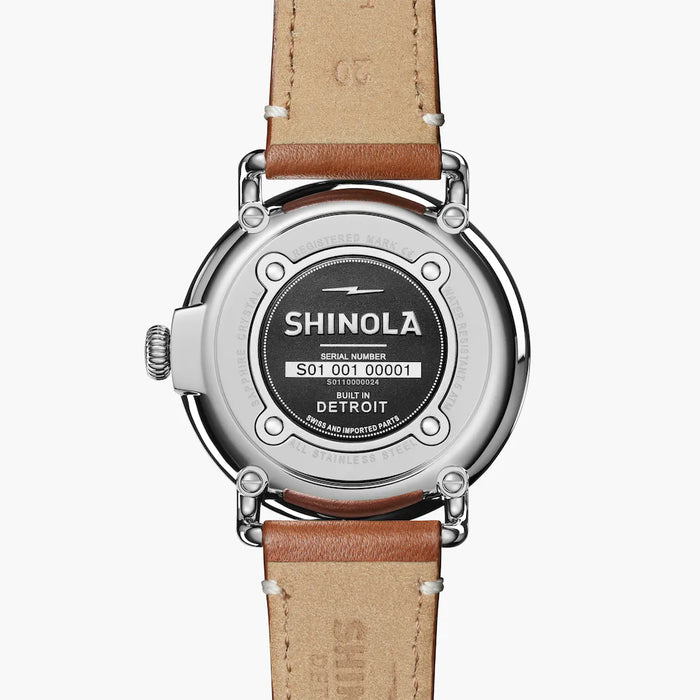 Shinola, The Runwell 41mm Grey Blue Dial Brown Leather