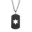 INOX Stainless Steel and Sand  Finish Open Star Dog Tag Pendant with Steel Curb Chain