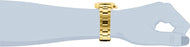 Men's Connection Invicta watch has a blue mother of peral dial and rests on a gold colored stainless steel band. Accompanied by a divers style bezel, rotating chronographs, gold marks and subdials, date wheel in between the four and five o'clock markers and a screw down crown for maximum water resistance. 